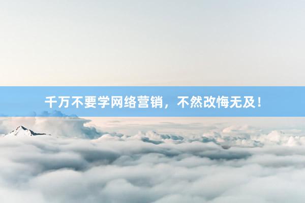 千万不要学网络营销，不然改悔无及！